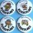 Burgerland 1970s Burger chain promotional set of 6 character badges